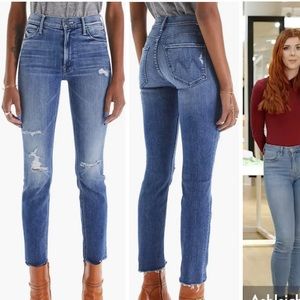 MOTHER The Dazzler Mid Rise Ankle Fray Jeans weekend warrior color